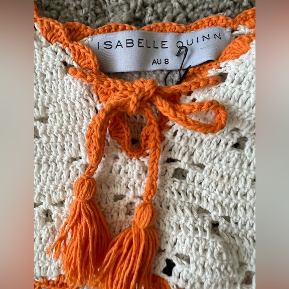 NEW!! $320 Isabelle Quinn - Ramona Crochet Set - Ivory/Citrus- HAND MADE - Picture 8 of 15
